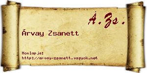Árvay Zsanett névjegykártya